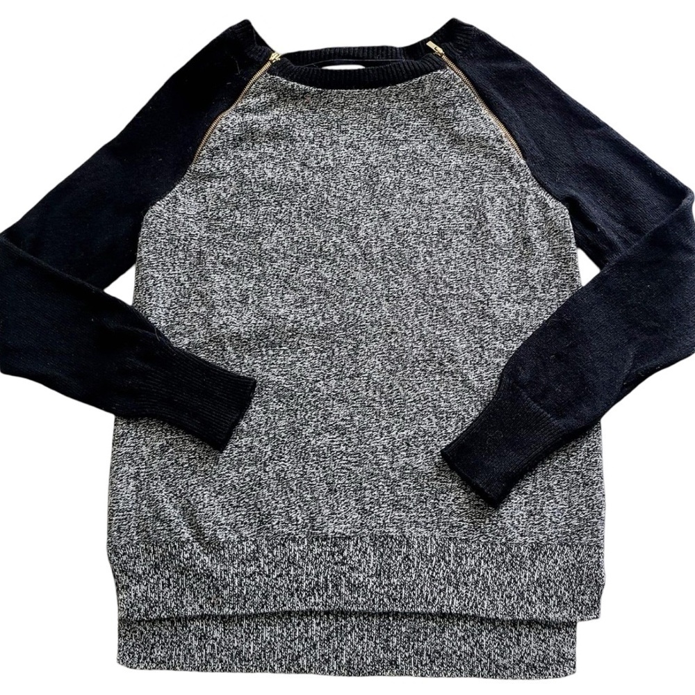 Banana Republic Merino Wool Cashmere Italian Yarn Black/Gray Zipper Sweater - Sm